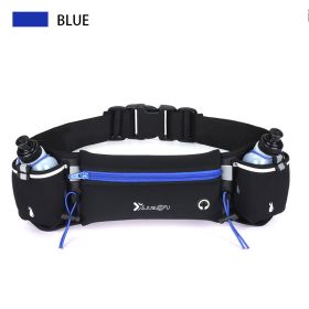 Adjustable Running Belt Fanny Pack With 2 Water Bottle Holder For Men And Women For Fitness Jogging Hiking Travel - Blue