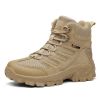 Large Size Combat Boots Men Desert Camping Non-slip Wear-resistant Sport High Top Footwear Outdoor Mountaineering Casual Shoes - Beige - 39