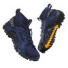 Spring Autumn Outdoor Mesh Fly Woven Sport Hiking Shoes Men Big Child Fashion Breathable High-top Climbing Walking Elastic Laces - navy blue - 40