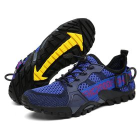 JIEMIAO Men Hiking Shoes Non-Slip Breathable Tactical Combat Army Boots Desert Training Sneakers Outdoor Trekking Shoes - Blue - 46