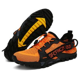 JIEMIAO Men Hiking Shoes Non-Slip Breathable Tactical Combat Army Boots Desert Training Sneakers Outdoor Trekking Shoes - Orange - 43