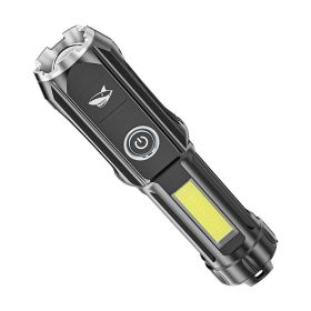 Portable High Brightness Outdoor Telescopic Focusing Adjustable Flashlight - Black - Flashlights