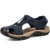 Men Summer Sandal Cow Leather Hiking Sandal Man Beach Sandal Outdoor Casual Shoe High Quality Leather Aqua Shoes Plus Size 46 - Navy - 41