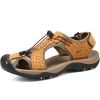 Men Summer Sandal Cow Leather Hiking Sandal Man Beach Sandal Outdoor Casual Shoe High Quality Leather Aqua Shoes Plus Size 46 - Camel - 41