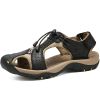 Men Summer Sandal Cow Leather Hiking Sandal Man Beach Sandal Outdoor Casual Shoe High Quality Leather Aqua Shoes Plus Size 46 - Black - 38