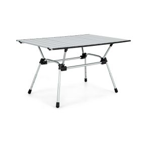 Adjustable Heavy-Duty Outdoor Folding Camping Table - Silver - Camping Table