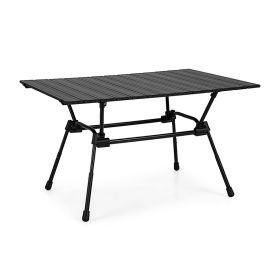 Adjustable Heavy-Duty Outdoor Folding Camping Table - Black - Camping Table