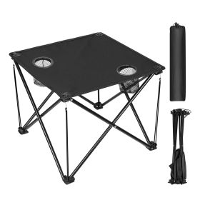 1Pc Foldable Camping Table Portable Picnic Table Lightweight Travel Desk for picnic - Black