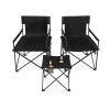 Traveling Folding Camping Chairs and Table Set with Carrying Bag - Black - Camping Chairs