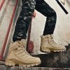 Large Size Combat Boots Men Desert Camping Non-slip Wear-resistant Sport High Top Footwear Outdoor Mountaineering Casual Shoes - Beige - 42