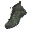 Spring Autumn Outdoor Mesh Fly Woven Sport Hiking Shoes Men Big Child Fashion Breathable High-top Climbing Walking Elastic Laces - Army Green - 39