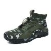 Spring Autumn Outdoor Mesh Fly Woven Sport Hiking Shoes Men Big Child Fashion Breathable High-top Climbing Walking Elastic Laces - Army Green - 39