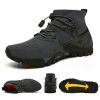 Outdoor Mesh Fly Weaving Sports Hiking Shoes Men Big Child Fashion Breathable High-top Climbing Amphibious Walking Elastic Laces - 319 black - 45