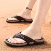 Men's flip-flops; breathable beach shoes; massage soles; men's sandals - khaki - 41