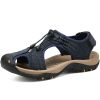 Men Summer Sandal Cow Leather Hiking Sandal Man Beach Sandal Outdoor Casual Shoe High Quality Leather Aqua Shoes Plus Size 46 - Navy - 38