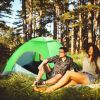 4 Persons Camping Waterproof Tent Pop Up Tent Instant Setup Tent w/2 Mosquito Net Doors Carrying Bag Folding 4 Seasons  - Green