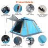 4-5 Person Camping Tent Outdoor Foldable Waterproof Tent with 2 Mosquito Nets Windows Carrying Bag for Hiking Climbing Adventure Fishing - Blue