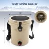 Portable Drink Cooler Insulated Ice Chest with Adjustable Strap - Beige - Coolers