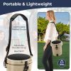 Portable Drink Cooler Insulated Ice Chest with Adjustable Strap - Beige - Coolers