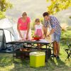 1Pc Folding Camping Table Portable Aluminum Roll-up Picnic BBQ Desk with Carrying Bag Heavy Duty Outdoor Beach Backyard Party Patio - Black