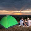 4 Persons Camping Waterproof Tent Pop Up Tent Instant Setup Tent w/2 Mosquito Net Doors Carrying Bag Folding 4 Seasons  - Green