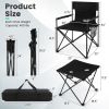 Traveling Folding Camping Chairs and Table Set with Carrying Bag - Black - Camping Chairs