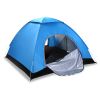 4 Persons Camping Waterproof Tent Pop Up Tent Instant Setup Tent w/2 Mosquito Net Doors Carrying Bag Folding 4 Seasons  - Blue