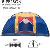 Bosonshop Outdoor 8 Person Camping Tent Easy Set Up Party Large Tent for Traveling Hiking With Portable Bag;  Blue - Blue