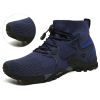 Outdoor Mesh Fly Weaving Sports Hiking Shoes Men Big Child Fashion Breathable High-top Climbing Amphibious Walking Elastic Laces - 319 navy blue - 46